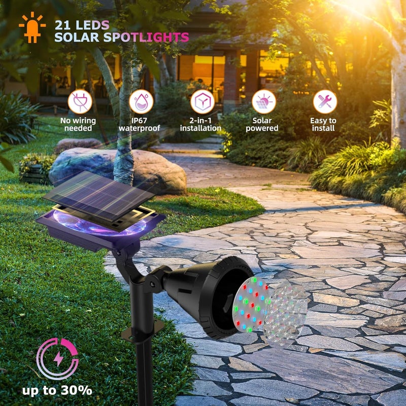 XTGTP Solar Spotlights Outdoor Color Changing, 180°Adjustable Flag Pole Lights, IP67 Garden Lights Solar Powered Waterproof, Wall Lights for Garden Pool Area Pond, Landscape Solar Light for Yard - Image 2